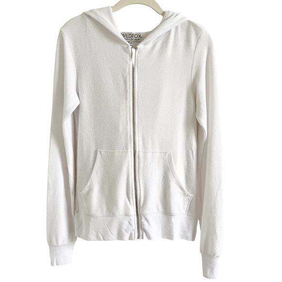 Wildfox Carta Zip Hoodie White Size XS Embroidered Logo 90s Comfy Loungewear - Picture 1 of 7